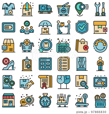 After sales service icons set. Outline set of after sales service vector icons thin line color flat on white 97866830