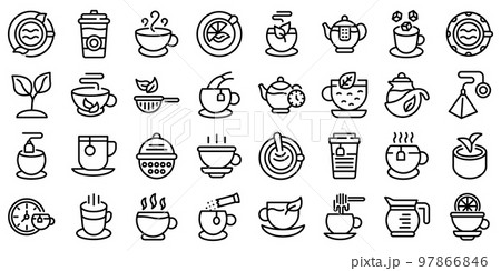 Tea icons set. Outline set of tea vector icons for web design isolated on white background 97866846