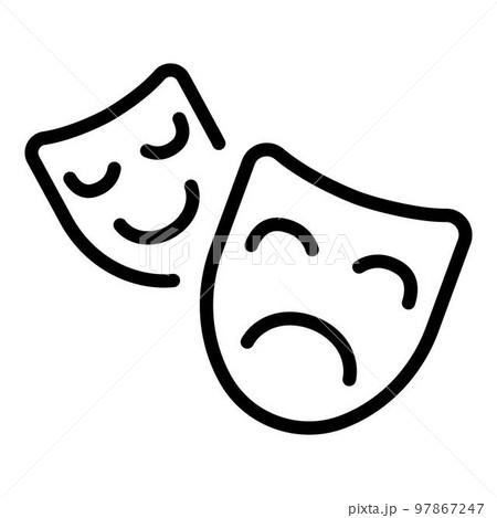 Theatre mask icon. Outline theatre mask vector icon for web design isolated on white background 97867247