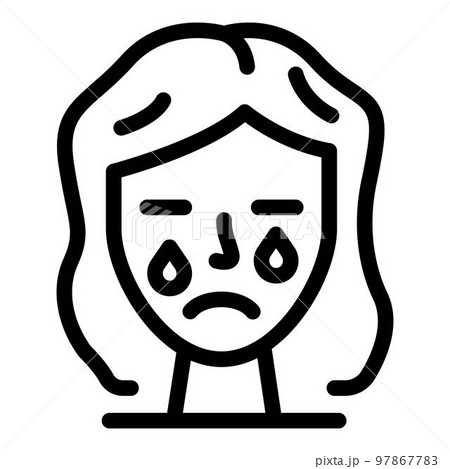 Crying girl icon. Outline grying girl vector icon for web design isolated on white background Crying girl icon. Outline grying girl vector icon for web design isolated on white background 97867783
