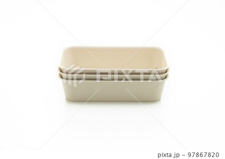 plastic tray or plastic box on white background 97867820
