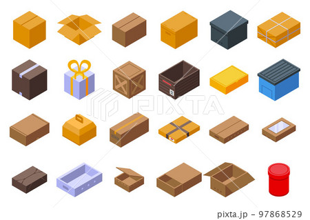 Box icons set. Isometric set of box vector icons for web design isolated on white background Box icons set. Isometric set of box vector icons for web design isolated on white background 97868529