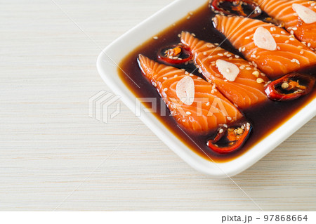 Salmon marinated Shoyu or Salmon Pickled Soy Sauce 97868664