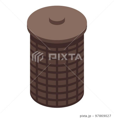 Clothes basket icon. Isometric of clothes basket vector icon for web design isolated on white background Clothes basket icon. Isometric of clothes basket vector icon for web design isolated on white background 97869027