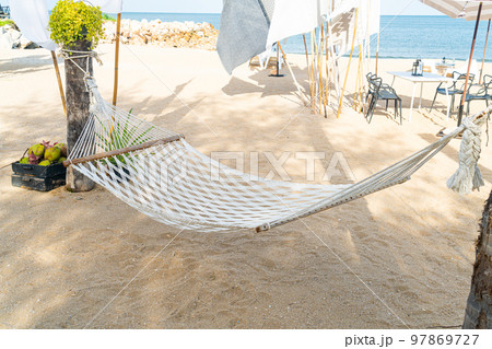 cradle with sea beach background cradle with sea beach background 97869727