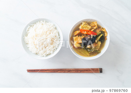 boiled pickled cabbage and bitter gourd soup boiled pickled cabbage and bitter gourd soup 97869760