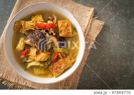 boiled pickled cabbage and bitter gourd soup 97869770