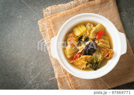 boiled pickled cabbage and bitter gourd soup 97869771