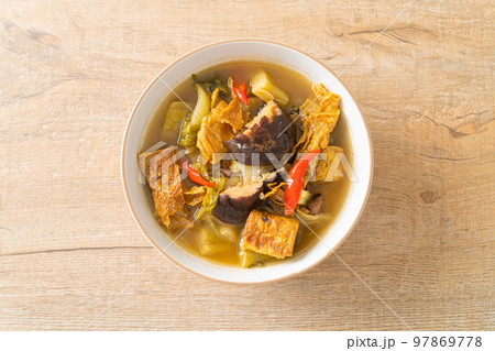 boiled pickled cabbage and bitter gourd soup 97869778