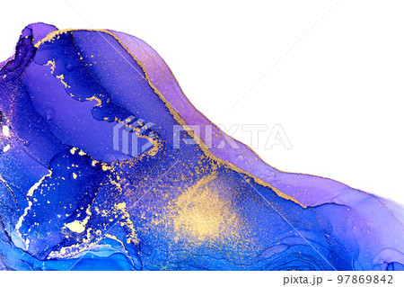 Blue Ink Flow Isolated on White Background. Artwork Template for Greeting Card 97869842