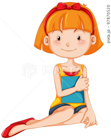 A beautiful girl sitting on the floor holding a book 97870520