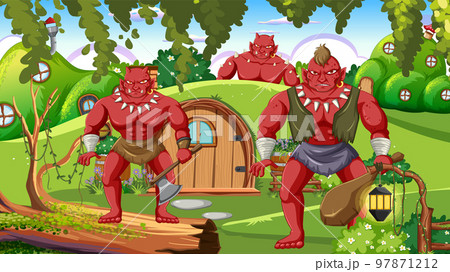Orc cartoon characters in the forest 97871212