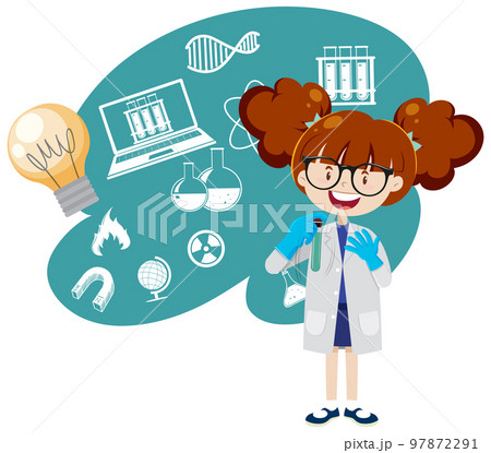 Scientist woman cartoon character 97872291