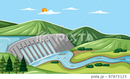 Thumbnail design with dam landscape Thumbnail design with dam landscape 97873125