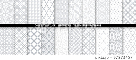 Geometric set of seamless gray and white patterns. Simpless vector graphics. 97873457