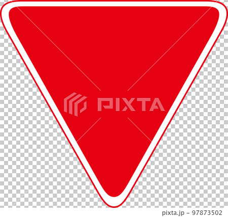 アイコン　マーク　交通　標識　交通標識　指示標識　警戒標識　逆三角形　赤色　フレーム 97873502