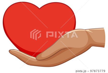 Red heart on hand 97873779