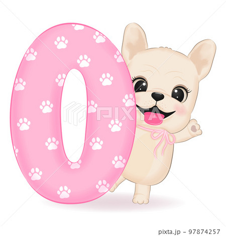 Cute French Bulldog and number 0 97874257