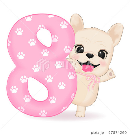 Cute French Bulldog and number 8 Cute French Bulldog and number 8 97874260