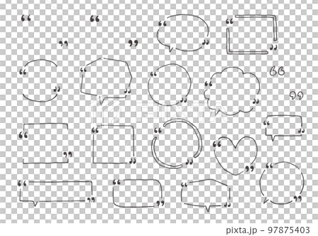 手描きかぎかっこ・引用符付き吹き出しのセット 97875403