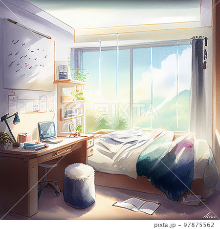 水彩画 学生の部屋 AI画像 水彩画 学生の部屋 AI画像 97875562