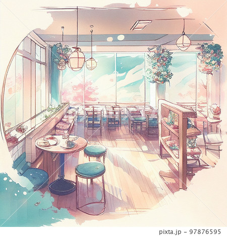 水彩画 おしゃれなレストラン AI画像のイラスト素材 [97876595] - PIXTA