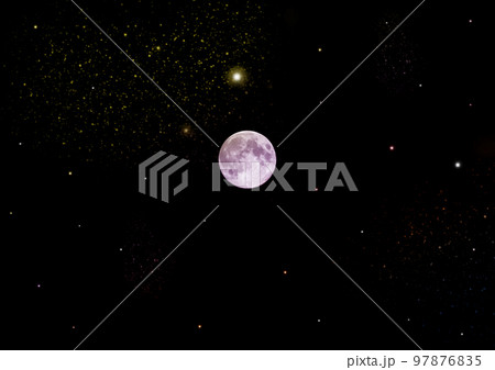 The moon in the night skyのイラスト素材 [97876835] - PIXTA