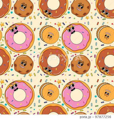 Sweet doughnut cartoon seamless pattern 97877256