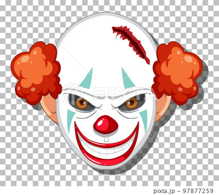 Scary clown head on grid background 97877259