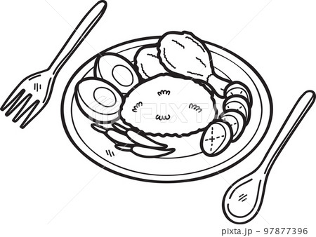 Hand Drawn fried chicken rice or Thai food illustration Hand Drawn fried chicken rice or Thai food illustration 97877396