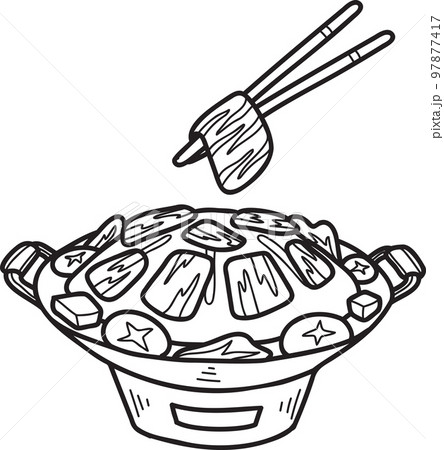 Hand Drawn Moo Kra Ta Grilled pork or Thai food illustration 97877417