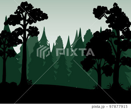 Silhouette shadow of forest scene 97877915