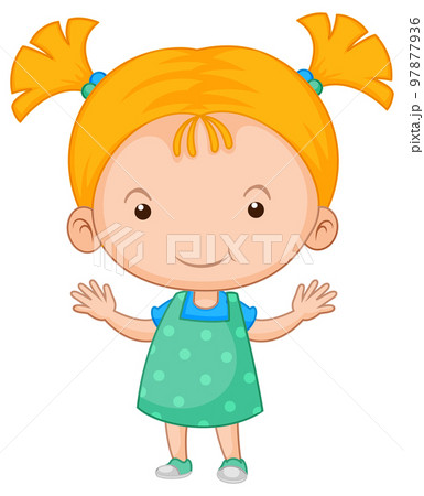 Cute girl cartoon character on white background Cute girl cartoon character on white background 97877936