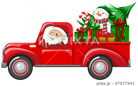 Santa driving car to delivery Christmas gifts Santa driving car to delivery Christmas gifts 97877943
