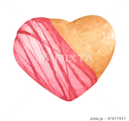 Heart shaped desserts. Watercolor illustration. Valentine's day. Heart shaped desserts. Watercolor illustration. Valentine's day. 97877957