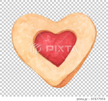 Heart shaped desserts. Watercolor illustration. Valentine's day. 97877959