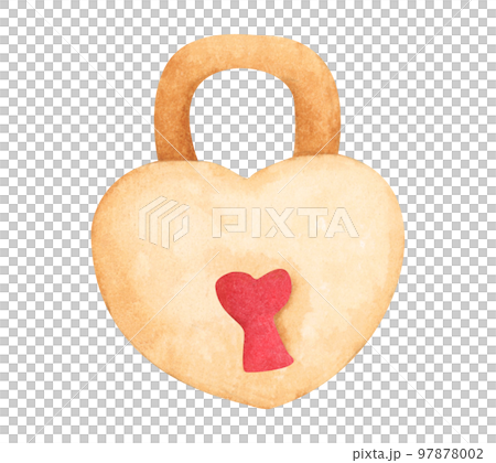 Cookie in heart shape. Watercolor illustration. Valentine's day. 97878002