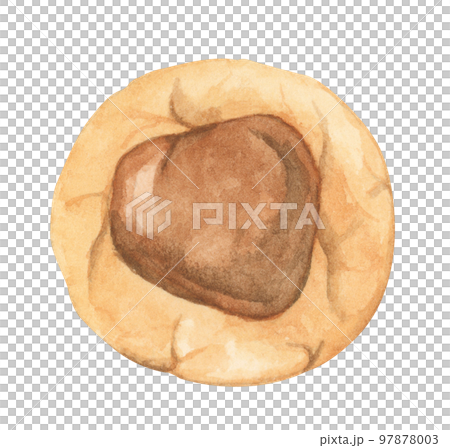 Cookie in heart shape. Watercolor illustration. Valentine's day. 97878003