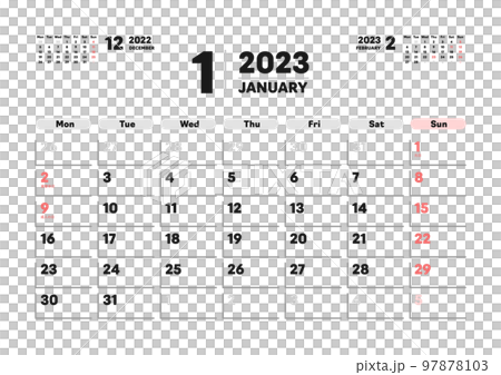 Calendar for January 2023-Monthly calendar starting Monday with Japanese holidays-3 months A version ratio Calendar for January 2023-Monthly calendar starting Monday with Japanese holidays-3 months A version ratio 97878103