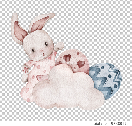 Cute hare. Happy Easter. Watercolor illustration. 97880173