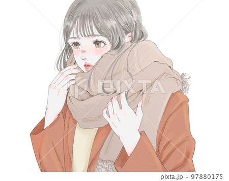マフラーで防寒するお洒落な女性 マフラーで防寒するお洒落な女性 97880175