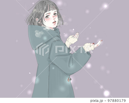 雪を楽しむ女性 雪を楽しむ女性 97880179
