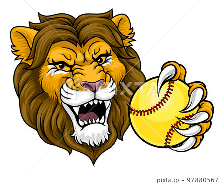 Lion Softball Animal Sports Team Mascot 97880567