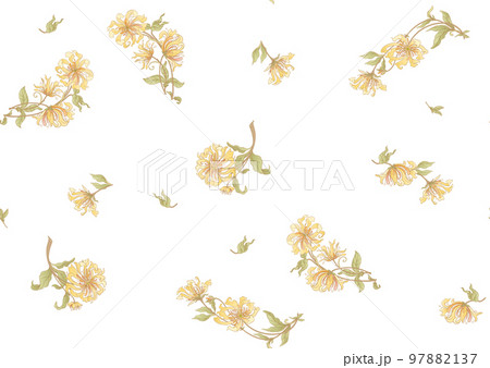 Decorative flowers and leaves in art nouveau style seamless pattern Decorative flowers and leaves in art nouveau style seamless pattern 97882137