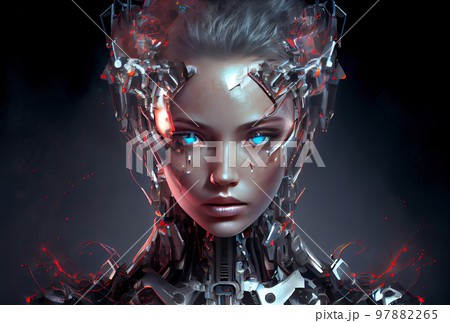 Girl android portrait Girl android portrait 97882265
