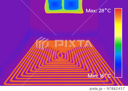 Thermal image of floor heating in house vector illustration. Thermal image of floor heating in house vector illustration. 97882457