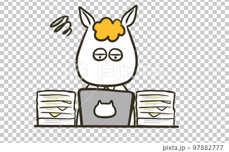 仕事にやる気がない馬のビジネスマン 97882777