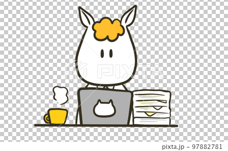 淡々と仕事をこなす馬のビジネスマン 97882781