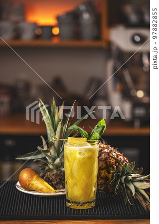 Cold fresh pineapple smoothie 97882855