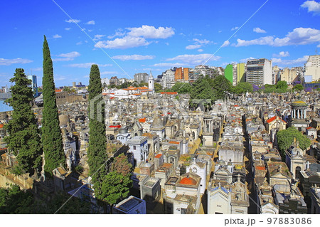 Above Recoleta cemetery, Buenos Aires, capital of Argentina, South America 97883086